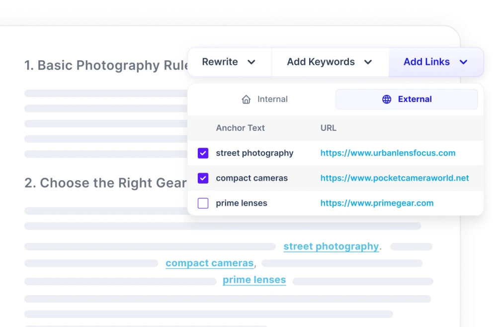 Adding Links feature
